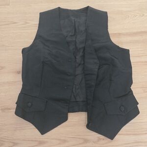 Satin Black Button-Up Vest